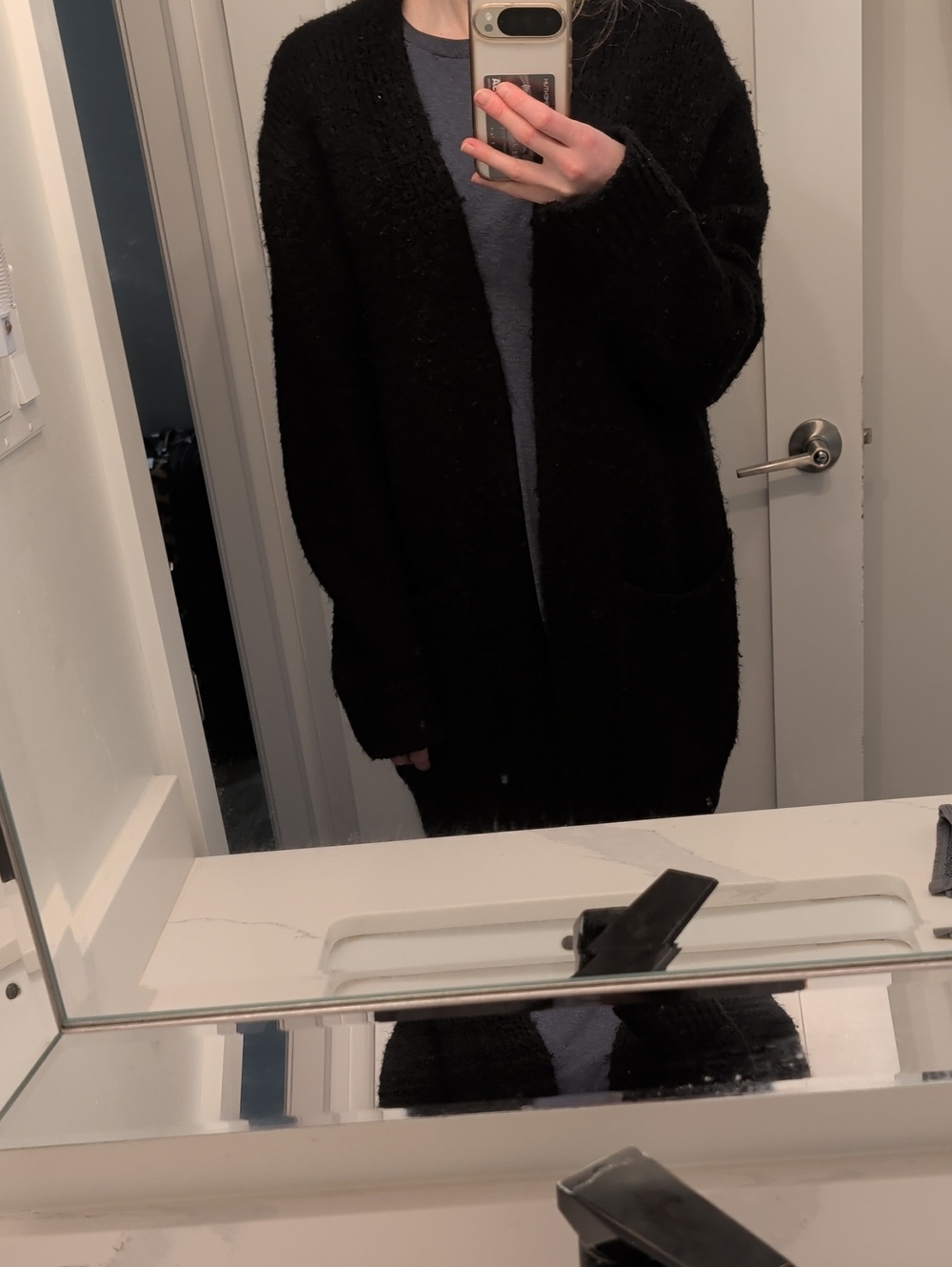 OAK and FORT Oversized Comfy Heavy Knit Black Cardigan Size XS - Picture 7 of 7
